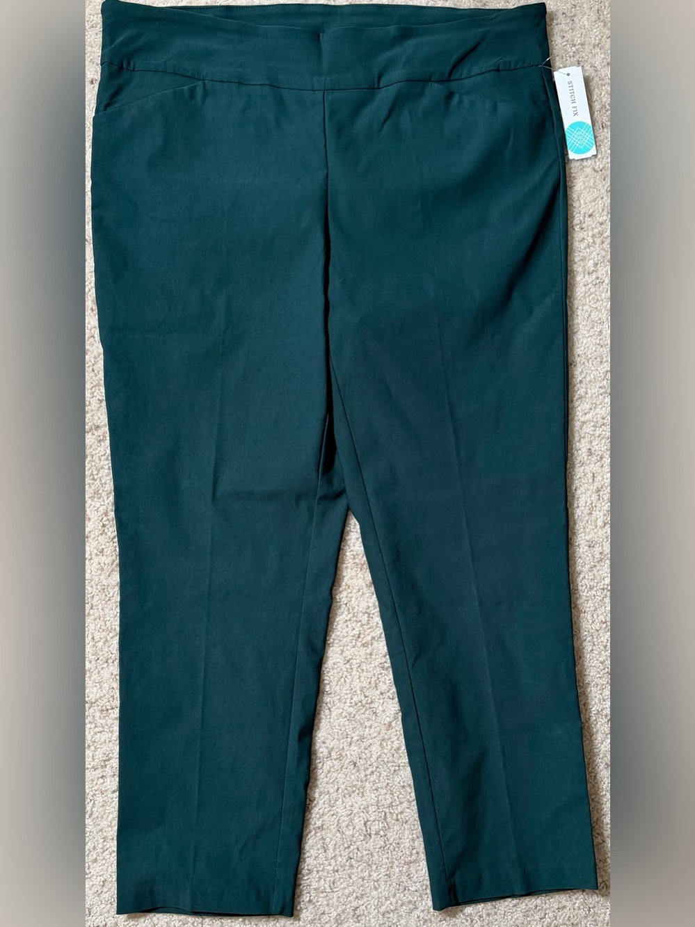 Tribal Fia Pull On Straight Leg Trouser Pants Dark Green 20W NWT